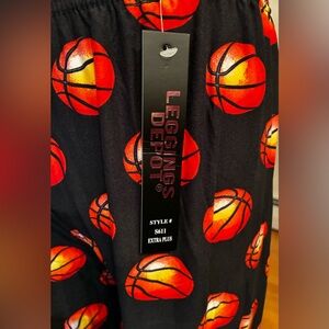 NWT Leggings Depot Basketball Black and Orange Leggings Size Extra Plus
